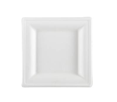 Piatto piano monouso - quadrato - 16 x 16 cm - canna da zucchero - bianco - conf. 50 pezzi - Signor Bio - BPS001BIO50B - 8055715784518 - DMwebShop