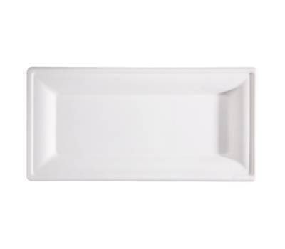 Piatto piano monouso - rettangolare - 26 x 13 cm - canna da zucchero - bianco - conf. 50 pezzi - Signor Bio - BPR001BIO50B - 8055715780442 - DMwebShop