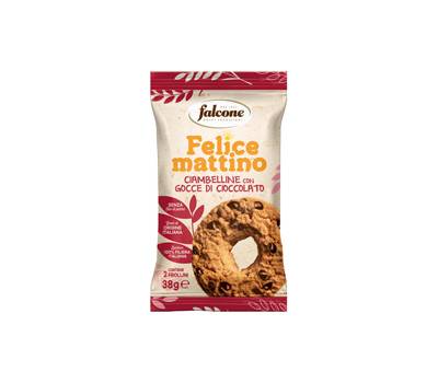 Biscotto ciambellina - con gocce di cioccolato - monoporzione da 38 gr - conf. 44 pezzi - Dolciaria Falcone - 01-0414 - 100328PZ - DMwebShop