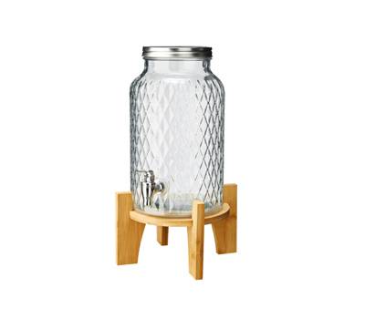 Caraffa con rubinetto - base bamboo - 5,6 lt - vetro - trasparente - Leone - T3026 - 8024112017604 - DMwebShop