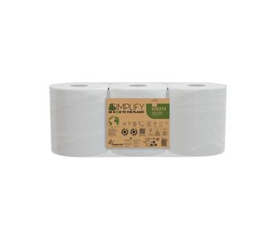 Asciugamani in rotolo Centrefeed Simplify - 19,6 cm x 90 mt - Ø 18,5 cm - 17 gr - 450 strappi - 2 veli - pacco 3 rotoli - Papernet - 420374 - DMwebShop