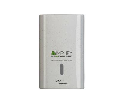 Distributore carta igenica interfogliata Simplify - 16,5 x 13,5 x 26,5 cm - white wood - Papernet - 421334 - 8024929009564 - DMwebShop