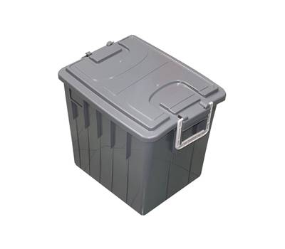 Cassa multiuso - con coperchio e manici - 38 x 28 x 30 cm - 20 lt - PP - grigio scuro-grigio chiaro - Mobilplastic - 143/20-GRI - 8004331143223 - DMwebShop