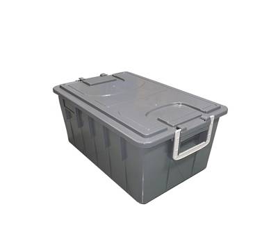 Cassa multiuso - con coperchio e manici - 58 x 38 x 26 cm - 40 lt - PP - grigio scuro-grigio chiaro - Mobilplastic - 143/40-GRI - 8004331143421 - DMwebShop