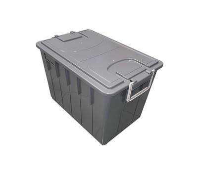 Cassa multiuso - con coperchio e manici - 58 x 38 x 38 cm - 60 lt - PP - grigio scuro-grigio chiaro - Mobilplastic - 143/60-GRI - 8004331143629 - DMwebShop