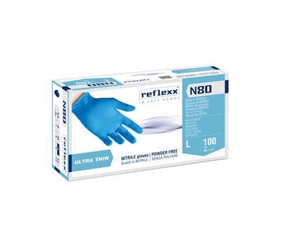Guanti in nitrile N80 - ultrasottili - taglia L - azzurro - conf. 100 pezzi - Reflexx - N80B/L - 8032891631089 - DMwebShop