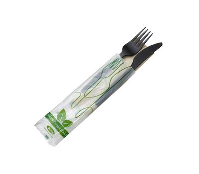Bis coltello e forchetta - CPLA - con tovagliolo - bianco - conf. 250 pezzi - Leone - Q2048.Z - 8024112944009 - DMwebShop