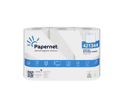 Rotolo asciugatutto professionale - 2 veli - 23 cm x 38,71 mt - 158 strappi - bianco - pacco 3 rotoli - Papernet - 421344 - 8024929010072 - DMwebShop