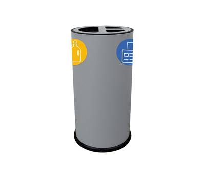 Contenitore tondo per raccolta differenziata - 3 scomparti - 70 lt - grigio - Stilcasa - 873/G - 8033630038817 - DMwebShop