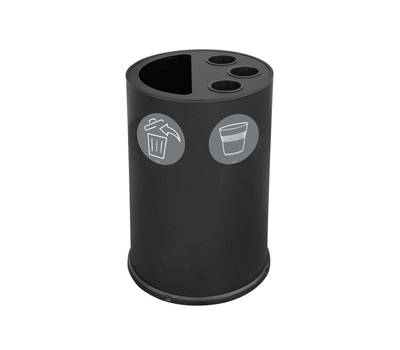 Contenitore tondo per raccolta differenziata - con divisiorio bicchieri - 50 lt - nero - Stilcasa - 995/N - 8033630051946 - DMwebShop