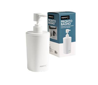 Dispenser sapone liquido Pronto Bagno - diametro 8 cm - 450 ml - PPL - bianco - Perfetto - 12514 - 8052474125149 - DMwebShop
