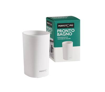 Bicchiere porta spazzolini Pronto Bagno diametro 8 cm H 12,5 cm PPL bianco Perfetto 12516 - 20955