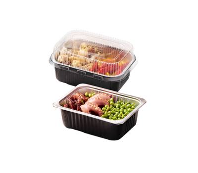 Contenitore alluminio stirato con coperchio in R PET 1 porzione - 18055