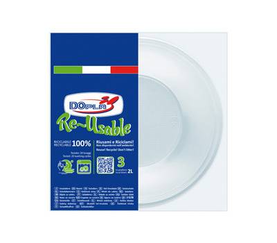 Insalatiera riutilizzabile rotonda diametro 13,5 cm 2 lt PS reuse bianco Dopla 34034 - 18205