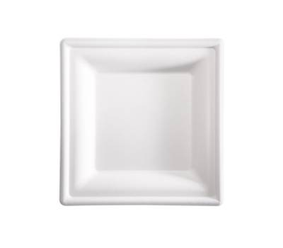 Piatto piano monouso quadrato 20 x 20 cm canna da zucchero bianco - 18109 Piatto piano monouso quadrato 20 x 20 cm canna da zucchero bianco - 18109