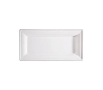 Piatto piano monouso rettangolare 26 x 13 cm canna da zucchero bianco - 18211 Piatto piano monouso rettangolare 26 x 13 cm canna da zucchero bianco - 18211