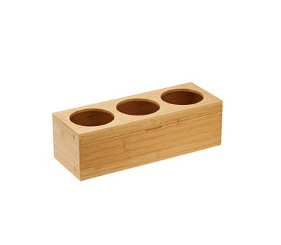 Portabottiglie con tre fori 42 x15,5 x13 cm bamboo colore naturale - 17908