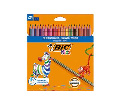 Matita colorata Evolution Stripes - colori assortiti - conf. 24 pezzi - Bic - 9505251 Bic Kids - 3086123499133 - DMwebShop
