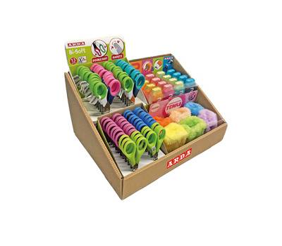 Forbici e temperamatite in Piu' versioni - colori assortiti - display 62 pezzi totali - Arda - 470001 - 8003438032553 - DMwebShop