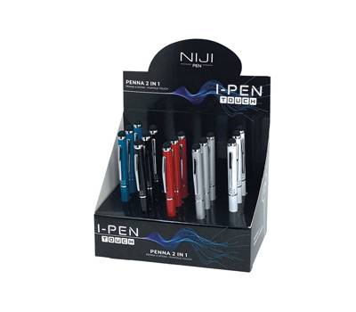 Penna a sfera mini I-PEN 2 in1 - puntale touch - colori assortiti - expo 15 pezzi - Lebez - 60083 - 8002787600833 - DMwebShop
