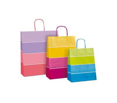 Shopper bicolor - con manici - carta ritorta - 16 x 8 x 21 cm - colori assortiti - conf. 25 pezzi - Rex Sadoch - SDF16BICOL - 8006715059649 - DMwebShop