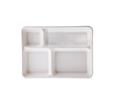 Vassoio biodegradabile - 4 scomparti - 37 x 27 x 3,6 cm - canna da zucchero - bianco - conf. 40 pezzi - Signor Bio - BTR001BIO40B - 8055715783245 - DMwebShop