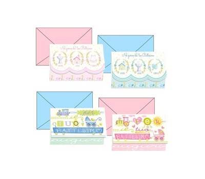 Biglietto auguri Battesimo - 4 soggetti assortiti - conf. 24 pezzi - Kartos - 17848510 - 8009162376208A - DMwebShop