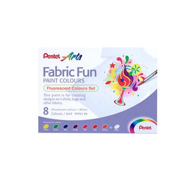 Colore in tubetto per tessuto Fabric Fun - colori fluo assortiti - conf. 8 pezzi - Pentel - FFPC1-F8 - 4711577069197 - DMwebShop