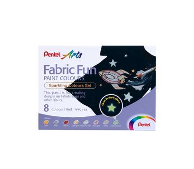 Colore in tubetto per tessuto Fabric Fun - colori sparkling assortiti - conf. 8 pezzi - Pentel - FFPC1-S8 - 4711577069227 - DMwebShop