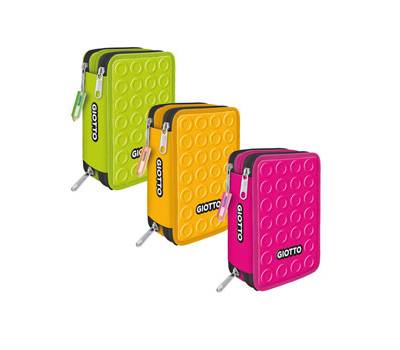 Astuccio 3 zip collezione Stilnovo 19,5 x 7,5 x 12,9 cm colori neon assortiti - 25174