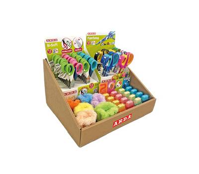 Forbici e temperamatite in Piu versioni colori assortiti display 62 pezzi totali - 25185