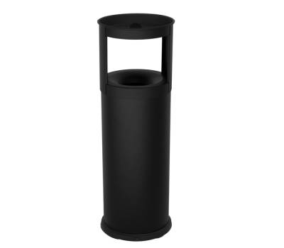 Gettacarte autoestinguente con posacenere 25 lt diametro 25 cm H 80 cm acciaio nero Stilcasa 572 N - 23956