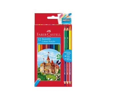 Matita colorata eco Il Castello 3 bicolor diametro mina 3 mm colori assortiti astuccio 12 pezzi Faber Castell 110312 - 22845