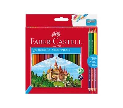 Matita colorata eco Il Castello con 3 bicolor diametro mina 3 mm colori assortiti astuccio 24 pezzi Faber Castell 110324 - 22844