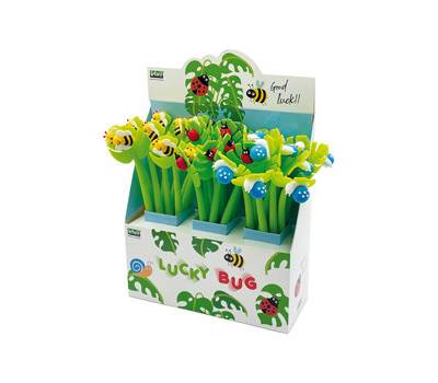 Penne a sfera Lucky Bug Flexi con fusto flessibile fantasie assortite expo 30 pezzi - 25144