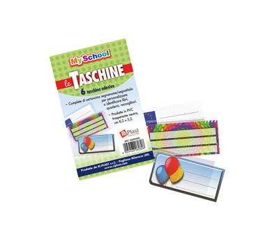 Taschine adesive con cartoncino portanome 8,2 x 5,2 cm PVC trasparente - 22182
