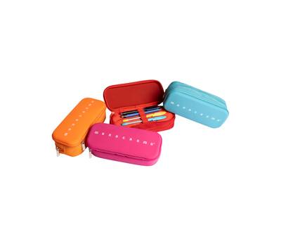 Astuccio 2 zip Monocromo 21 x 5 x 9 cm silicone poliestere colori assortiti - 27569