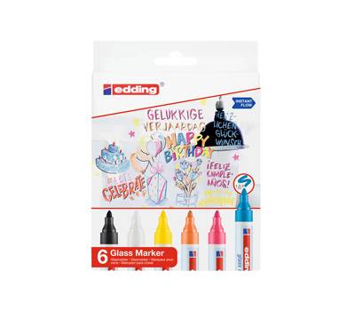Marcatore per vetro E95 - punta tonda da 1,5 a 3 mm - colori assortiti - conf. 6 pezzi - Edding - 4-95-6 - 4057305045614 - DMwebShop