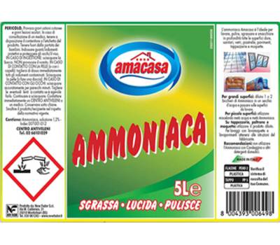 Ammoniaca amacasa - Ammoniaca per pulire - Ammoniaca classica - 5 lt - Amacasa