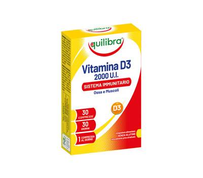 Integratore Vitamina D3,2000 UI sistema immunitario ossa e muscoli 30 compresse 2,43 gr cad - 29673