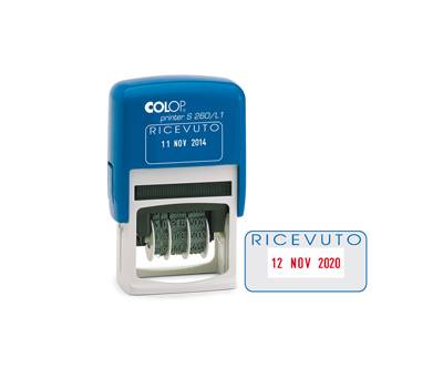 Timbro S260/L1 Datario + RICEVUTO - 4 mm - autoinchiostrante - bicolore - Colop - S260L1.BLS - 9004362301752 - DMwebShop