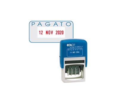 Timbro S260/L2 Datario + PAGATO - 4 mm - autoinchiostrante - bicolore - Colop - S260L2.BLS - 9004362301745 - DMwebShop