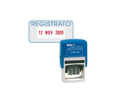 Timbro S260/L3 Datario + REGISTRATO - 4 mm - autoinchiostrante - bicolore - Colop - S260L3.BLS - 9004362301769 - DMwebShop
