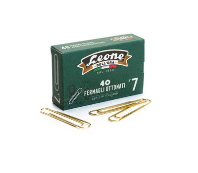 Fermagli ottonati supergiganti - lunghezza 75 mm - n. 7 - oro - conf. 40 fermagli - conf. 10 pezzi - Leone dell'era - FO7 - 8007979002273 - DMwebShop