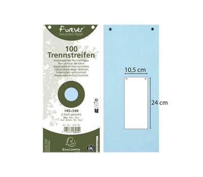 Divisori orizzontali forati - cartoncino riciclato - 10,5 x 24 cm - azzurro - conf. 100 pezzi - Exacompta - 13415B - 3130630134152 - DMwebShop