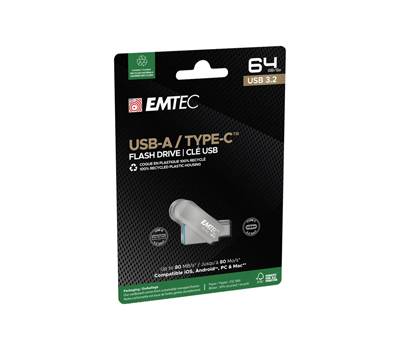 Memoria Dual USB3.2 to Type-C - 64GB - Emtec - ECMMD64GD283 - 3126170182579 - DMwebShop
