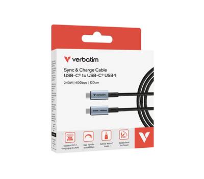 Cavo USB-C a USB-C - 240W - 40 Gbps - 120 cm - Verbatim - 31847 - 23942318477 - DMwebShop