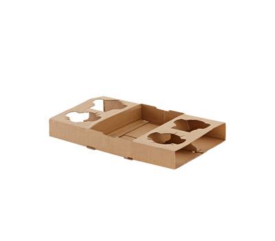Portabicchiere da asporto - 4 posti - 29 x 17,5 x 3,5 cm - carta kraft - avana - conf. 50 pezzi - Leone - H0738 - 8024112020772 - DMwebShop