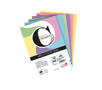 Risma carta Cromatica - A4 - 200 gr - colori assortiti tenui - 100 fogli - Cwr - 12308-100 - 12308/100 - 8004957123081 - DMwebShop