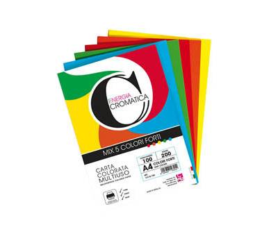 Risma carta Cromatica - A4 - 200 gr - colori assortiti forti - 100 fogli - Cwr - 12310-100 - 12310/100 - 8004957123104 - DMwebShop